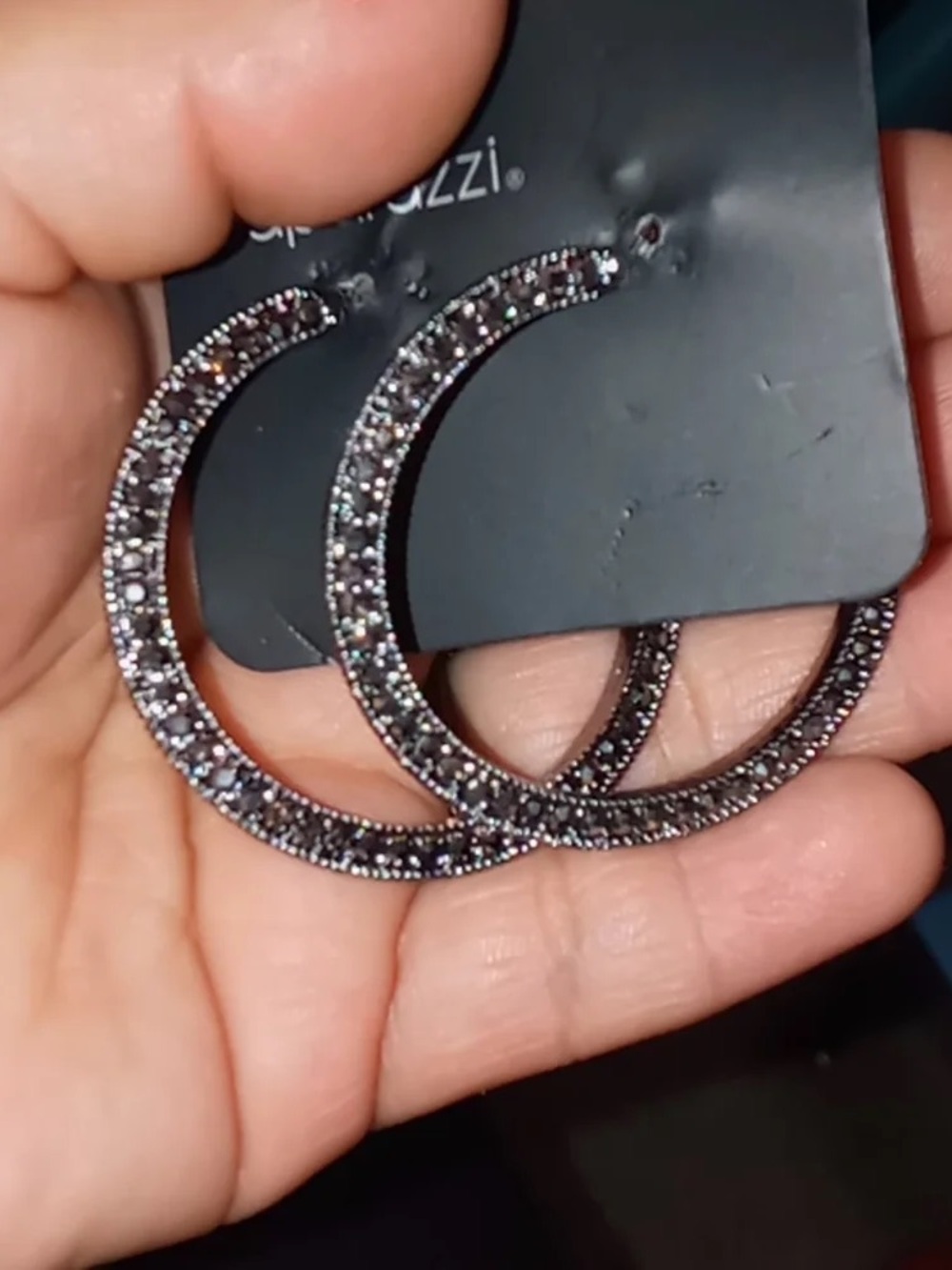 paparazzi Black Crystal Pavé Hoop Earrings